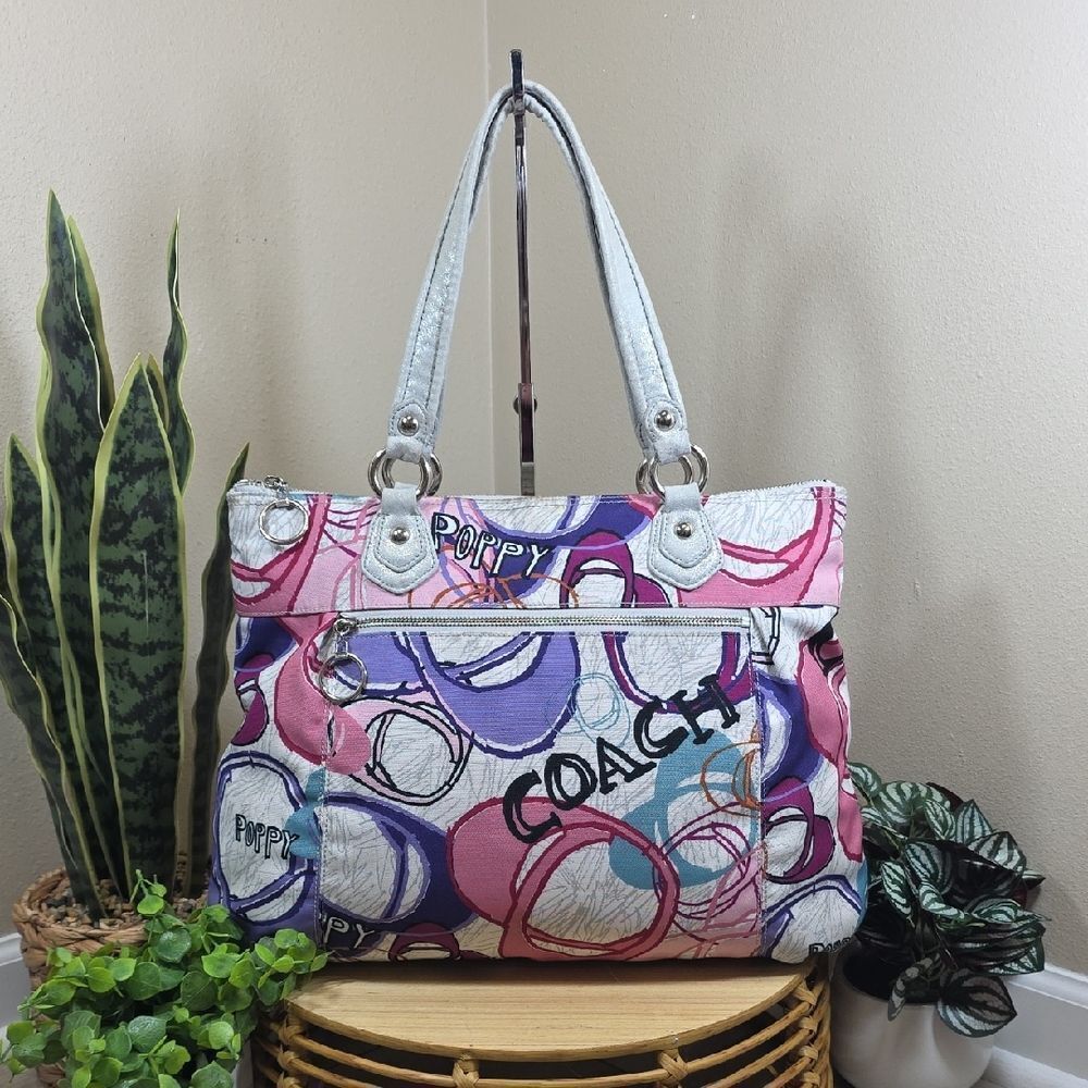 Coach Pink and Purple Graphic Tote